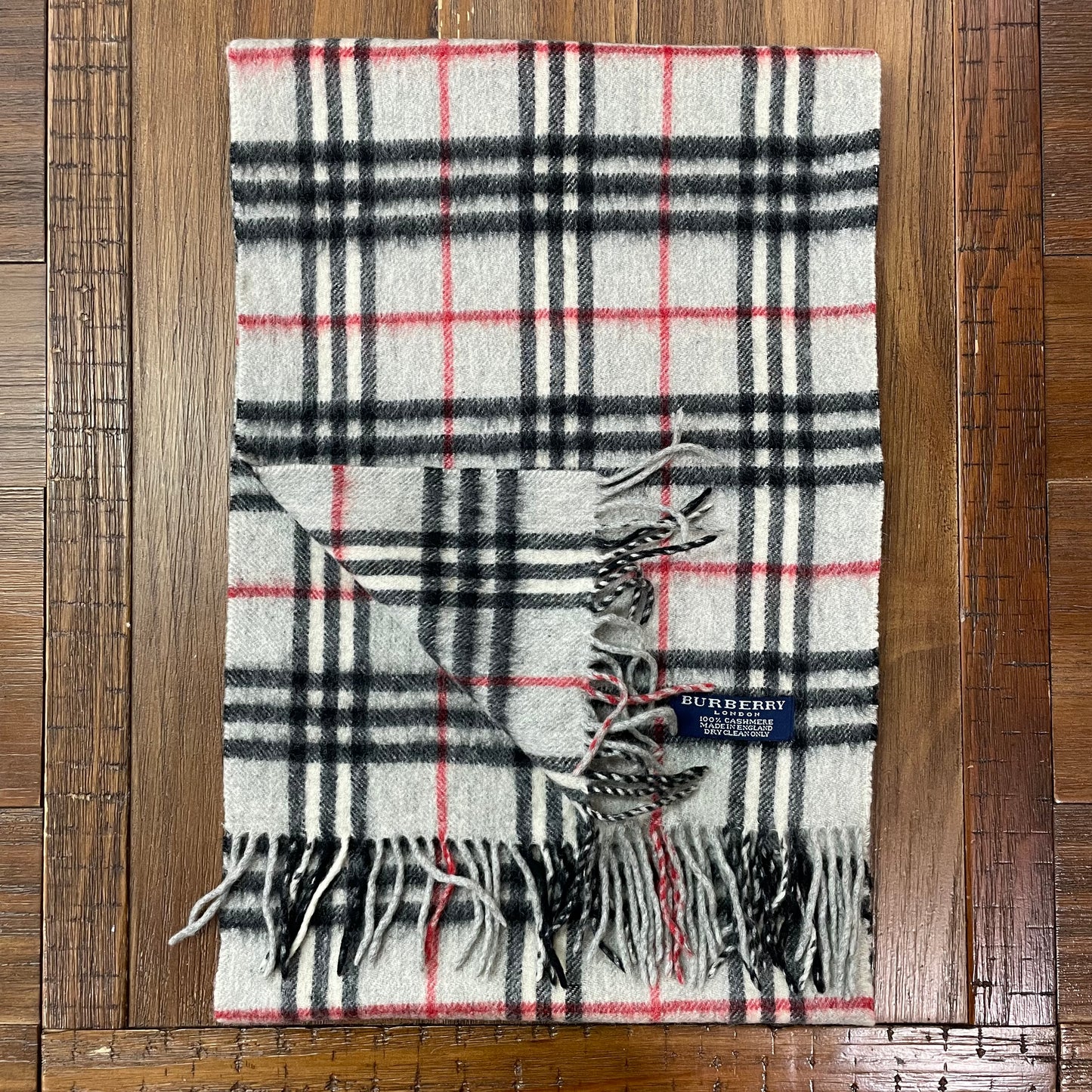 BURBERRY Light Gray 100% Cashmere Scarf Stole