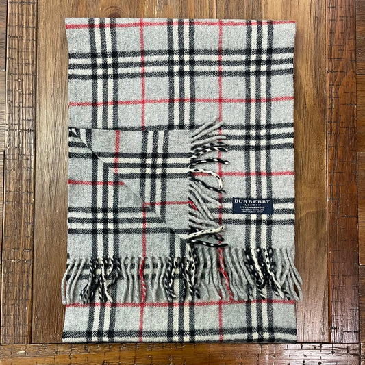 BURBERRY Gray 100% Lambswool Scarf Stole