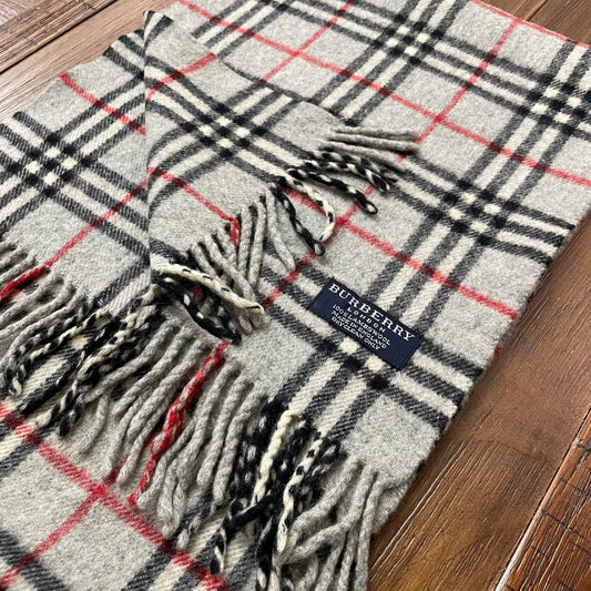 BURBERRY Gray 100% Lambswool Scarf Stole