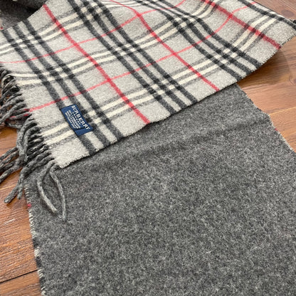 BURBERRY Gray 100% Lambswool Double-ply Scarf Stole