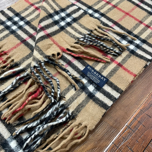 BURBERRY Brown 100% Lambswool Scarf Stole