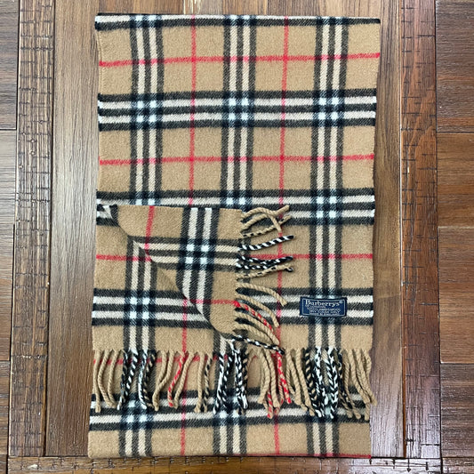 Vintage BURBERRYS Brown 100% Lambswool Scarf Stole