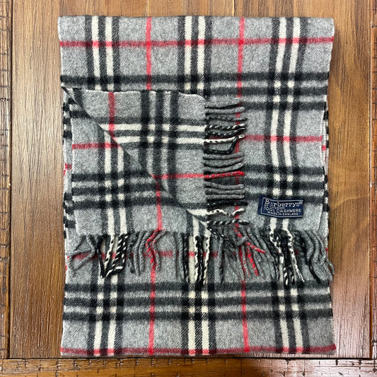 Vintage BURBERRYS GRAY 100% Cashmere Scarf Stole