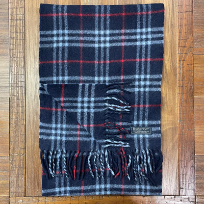 Vintage BURBERRYS Blue 100% Lambswool Scarf Stole