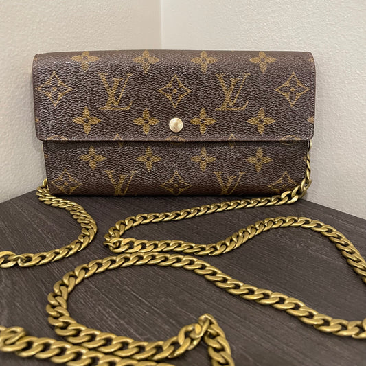 SOLD! Louis Vuitton Monogram Wallet with Chain