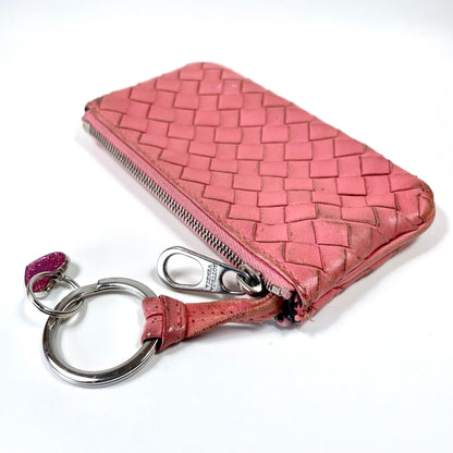 BOTTEGA VENETA Pink Intrecciato Weave Leather Coin Purse