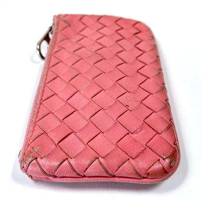 BOTTEGA VENETA Pink Intrecciato Weave Leather Coin Purse