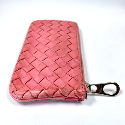 BOTTEGA VENETA Pink Intrecciato Weave Leather Coin Purse