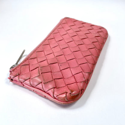 BOTTEGA VENETA Pink Intrecciato Weave Leather Coin Purse