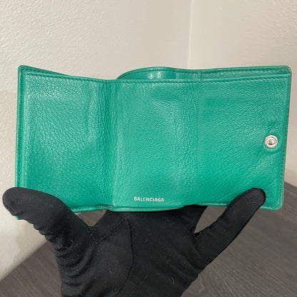 BALENCIAGA Sea Green Mini Leather Wallet