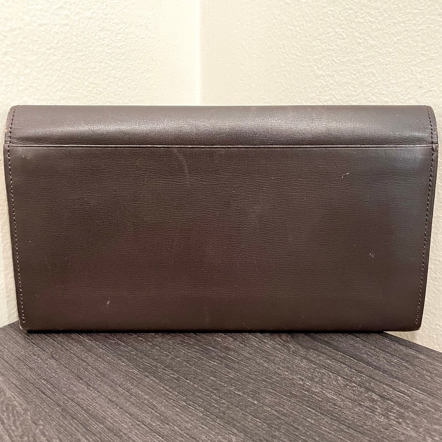 #152 YVES SAINT LAURENT Brown Leather Long Wallet