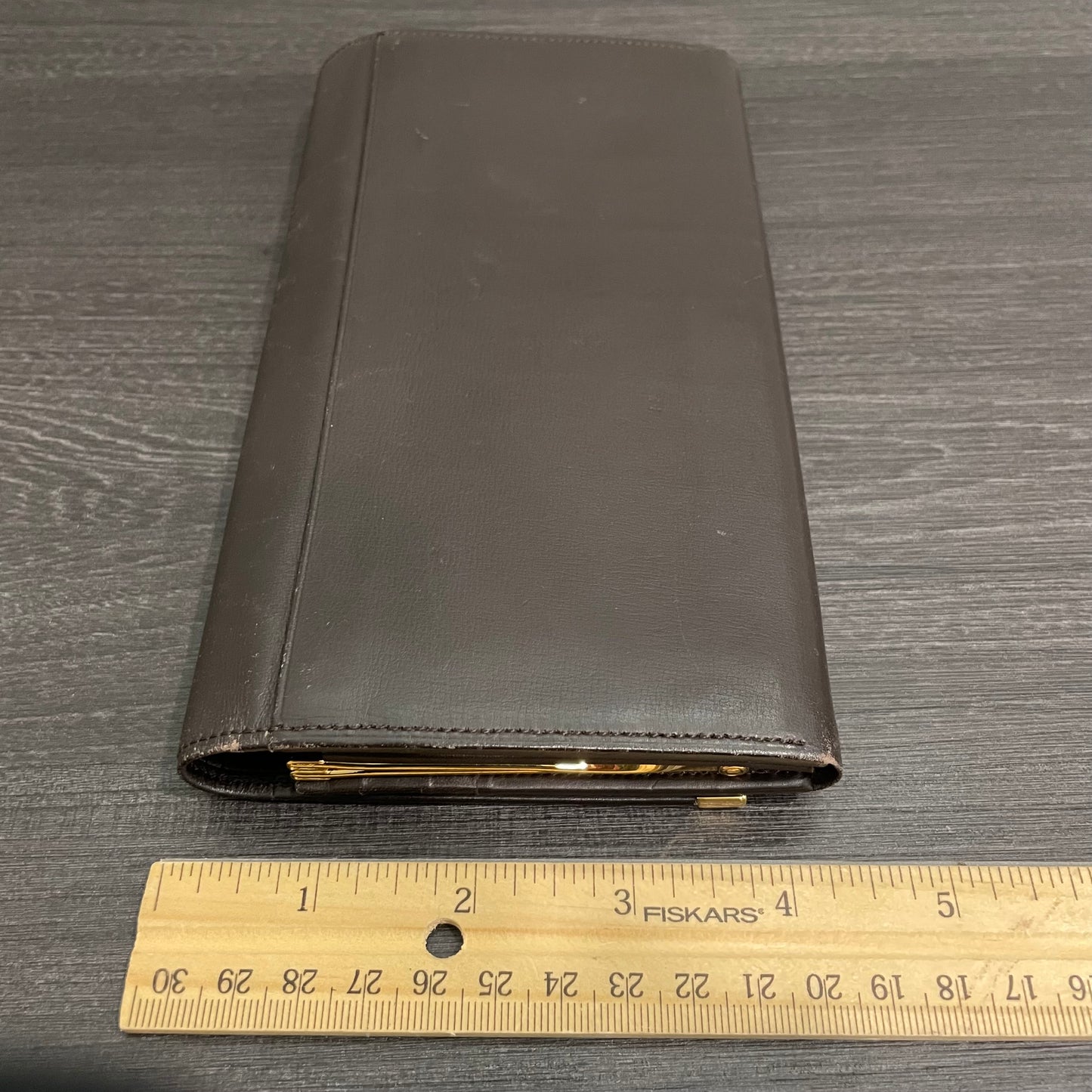 #152 YVES SAINT LAURENT Brown Leather Long Wallet