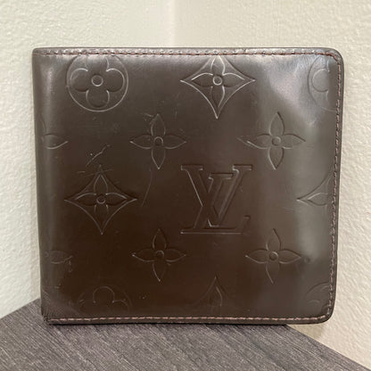 #108 LOUIS VUITTON Monogram Mat Vernis Brown Leather Men's Wallet