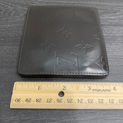 #108 LOUIS VUITTON Monogram Mat Vernis Brown Leather Men's Wallet