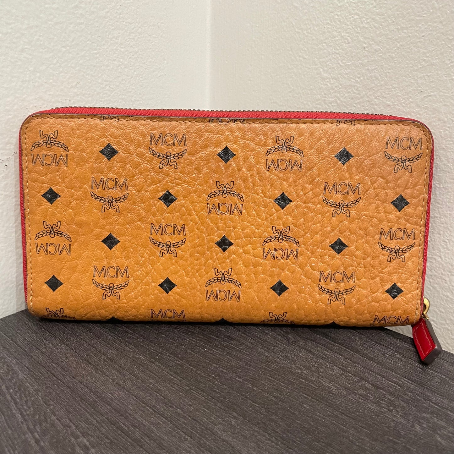 #115 MCM Leather Zippy Wallet