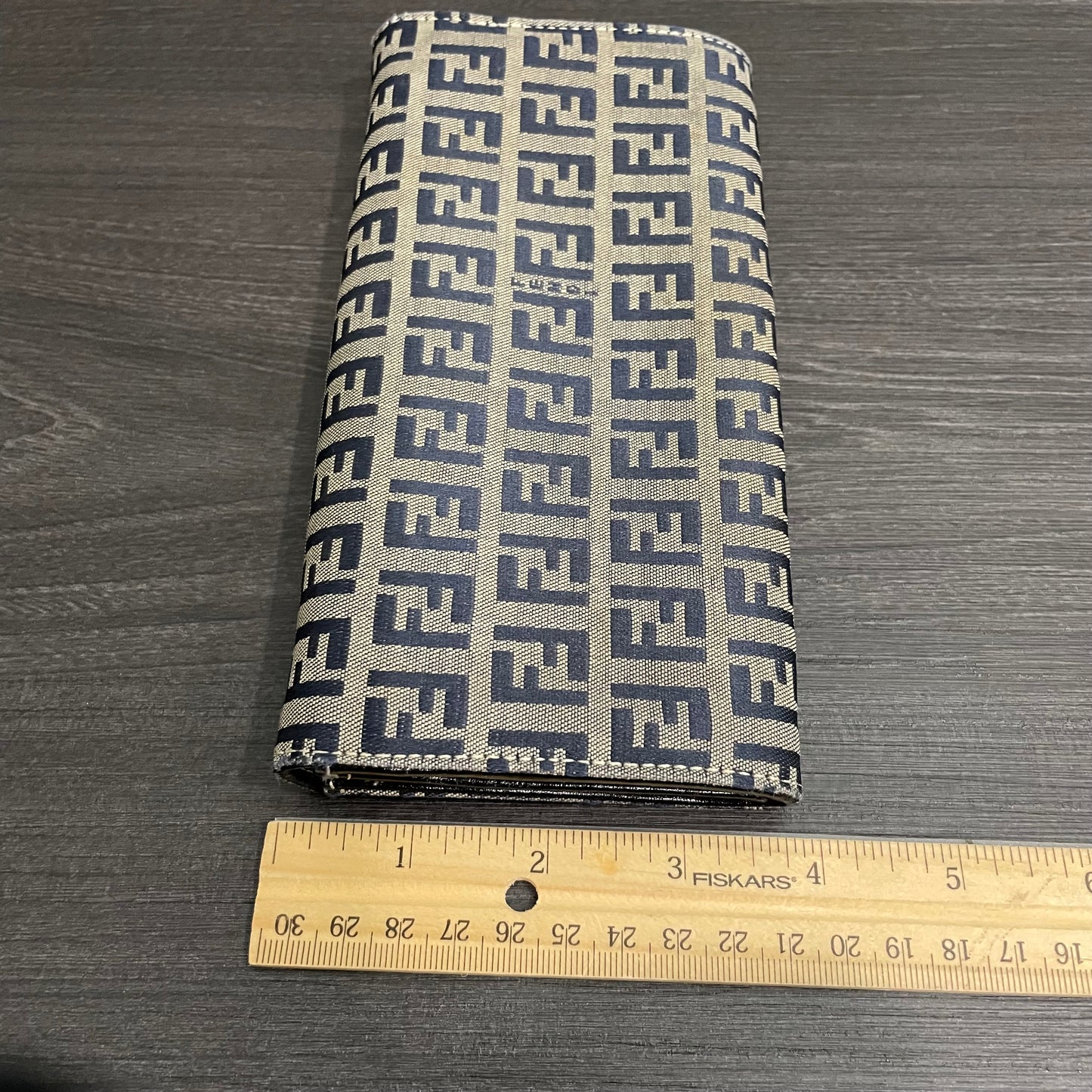 #117 FENDI Navy Canvas Long Wallet