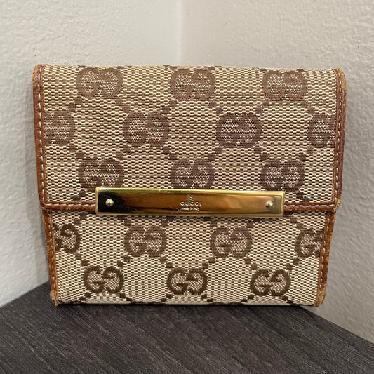 #120 GUCCI GG Canvas Compact Wallet