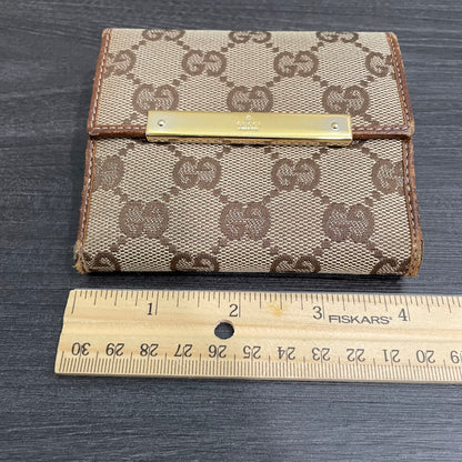 #120 GUCCI GG Canvas Compact Wallet