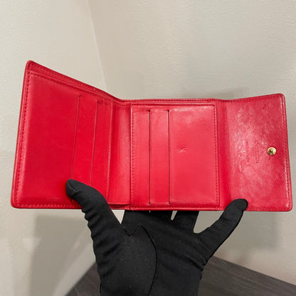 #121 LOUIS VUITTON Red Vernis Leather Compact Wallet
