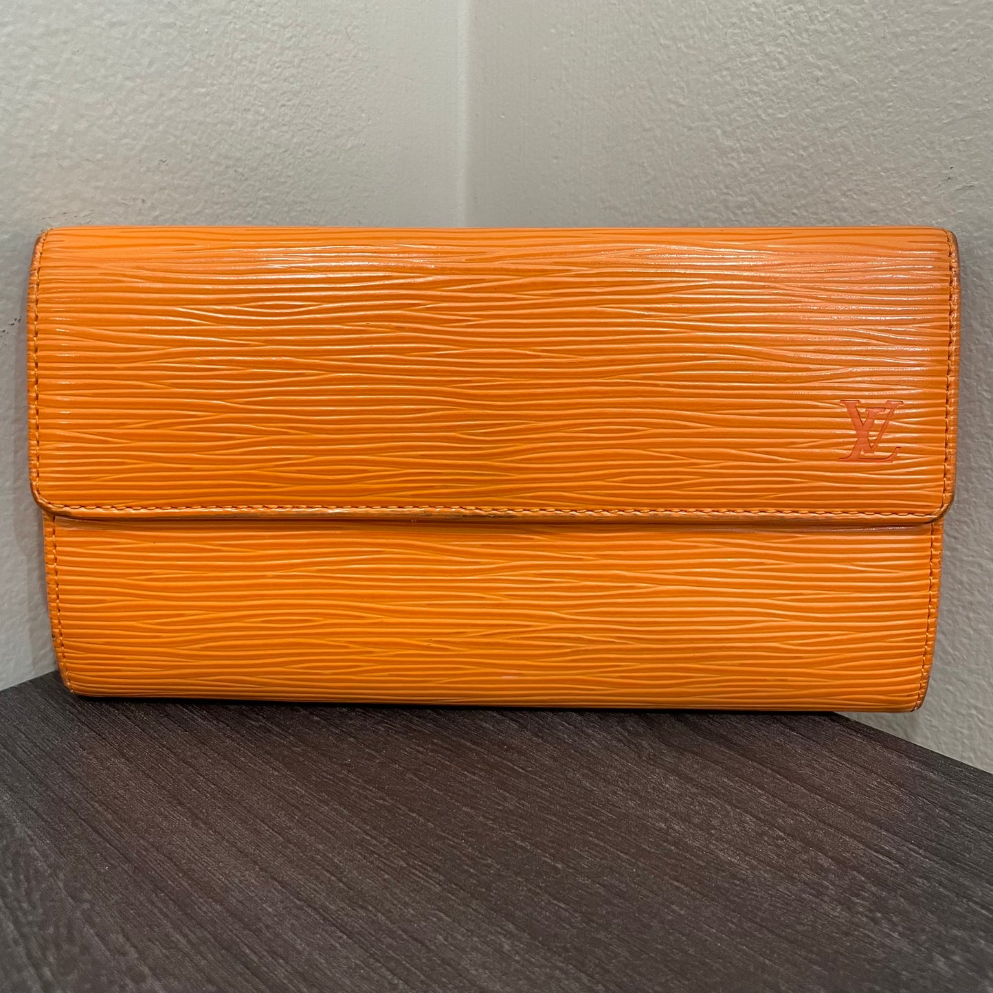 #125 LOUIS VUITTON Orange Epi Leather Long Wallet