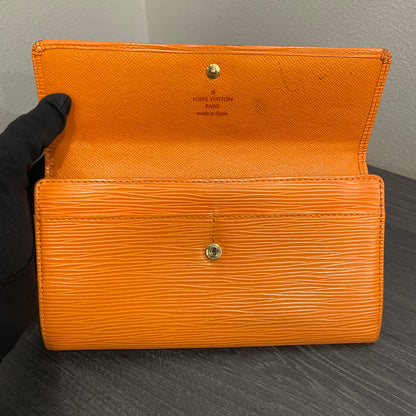 #125 LOUIS VUITTON Orange Epi Leather Long Wallet