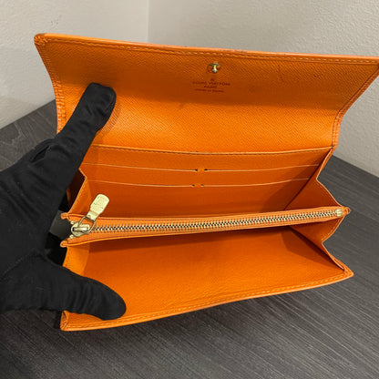 #125 LOUIS VUITTON Orange Epi Leather Long Wallet