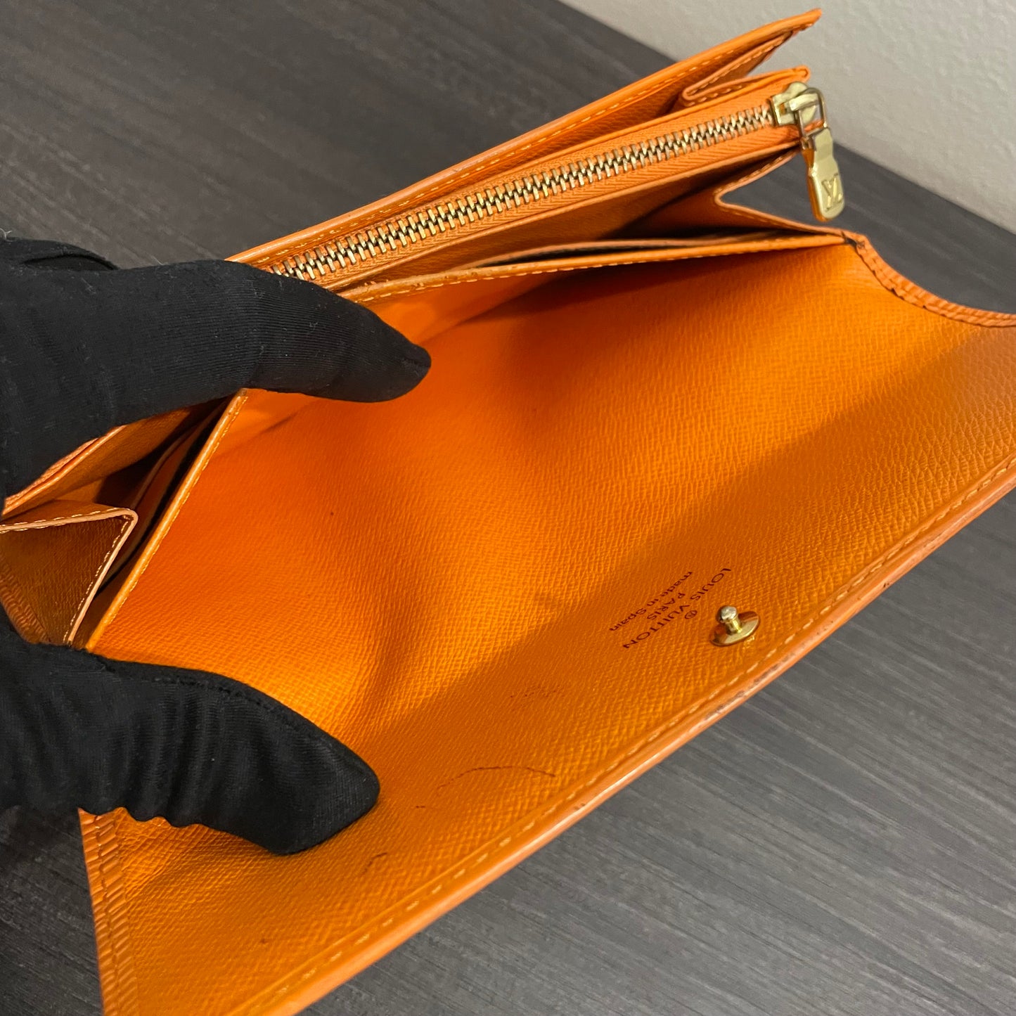 #125 LOUIS VUITTON Orange Epi Leather Long Wallet