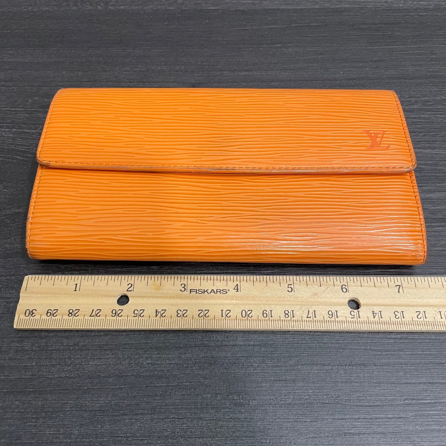 #125 LOUIS VUITTON Orange Epi Leather Long Wallet