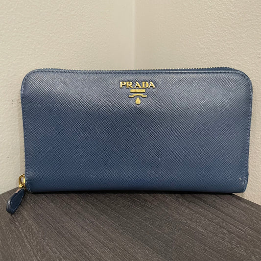 #131 PRADA Blue Leather Zippy Wallet