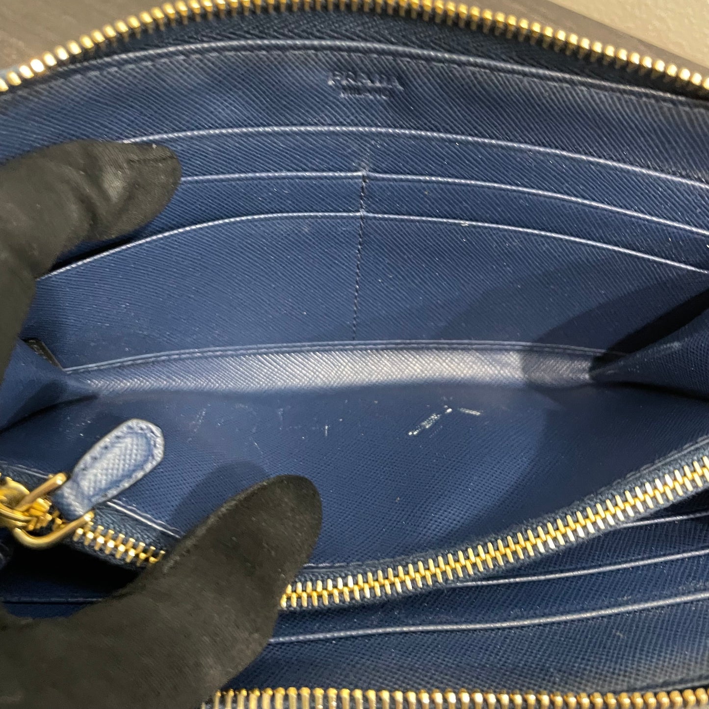 #131 PRADA Blue Leather Zippy Wallet