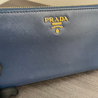 #131 PRADA Blue Leather Zippy Wallet
