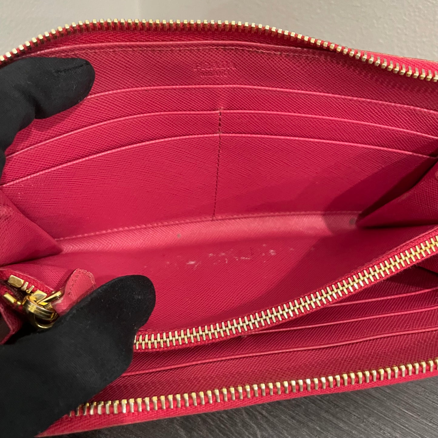 #132 PRADA Pink Leather Zippy Wallet