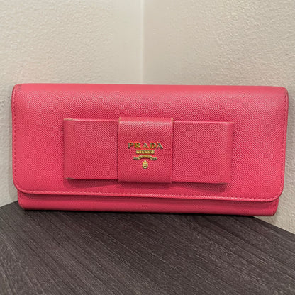 #133 PRADA Pink Bow Leather Wallet