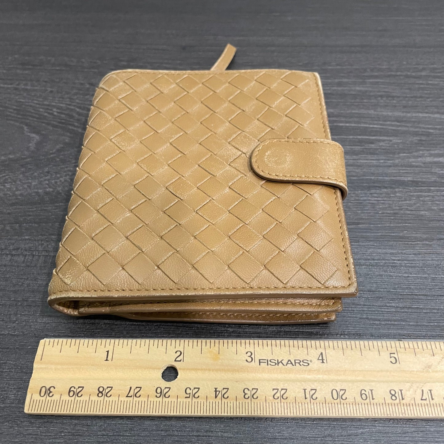 #136 BOTTEGA VENETA Tan Leather Weave Wallet