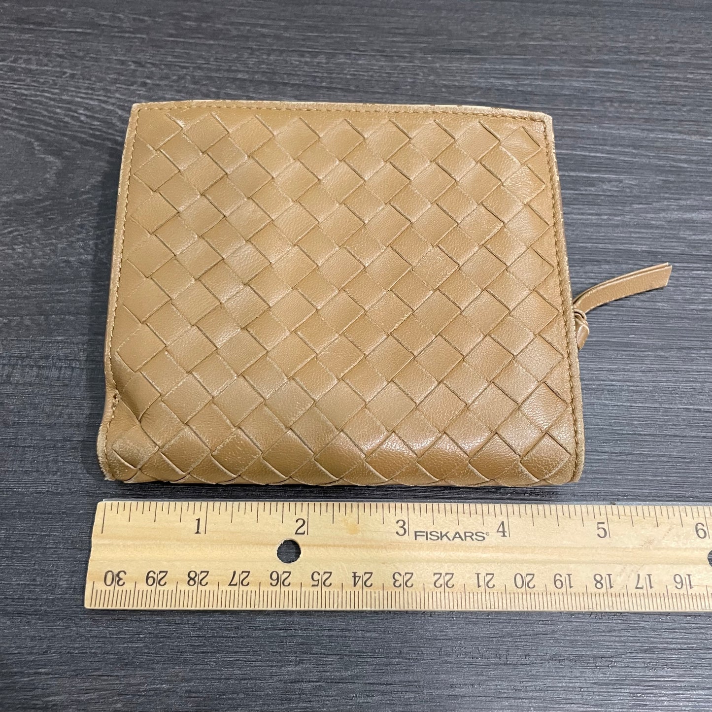 #136 BOTTEGA VENETA Tan Leather Weave Wallet