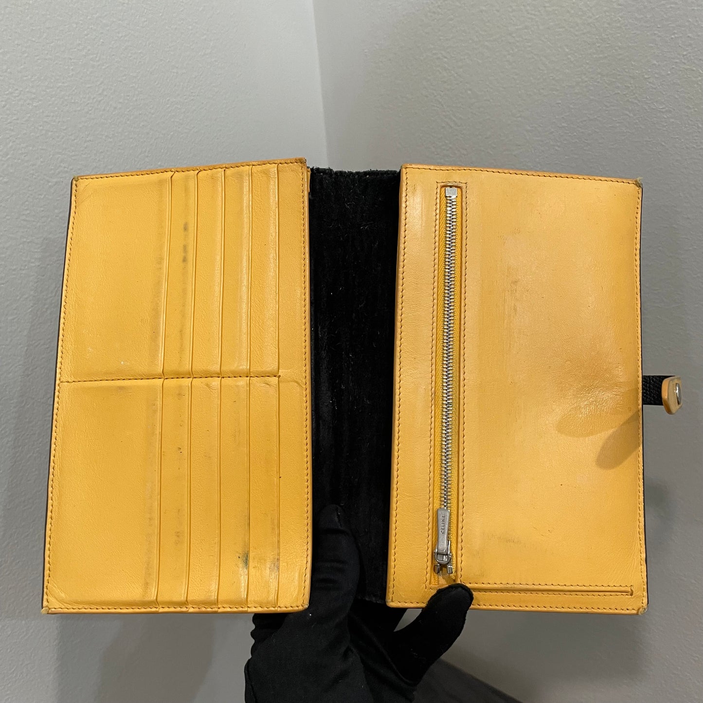 #146 CELINE Black Large Leather Wallet