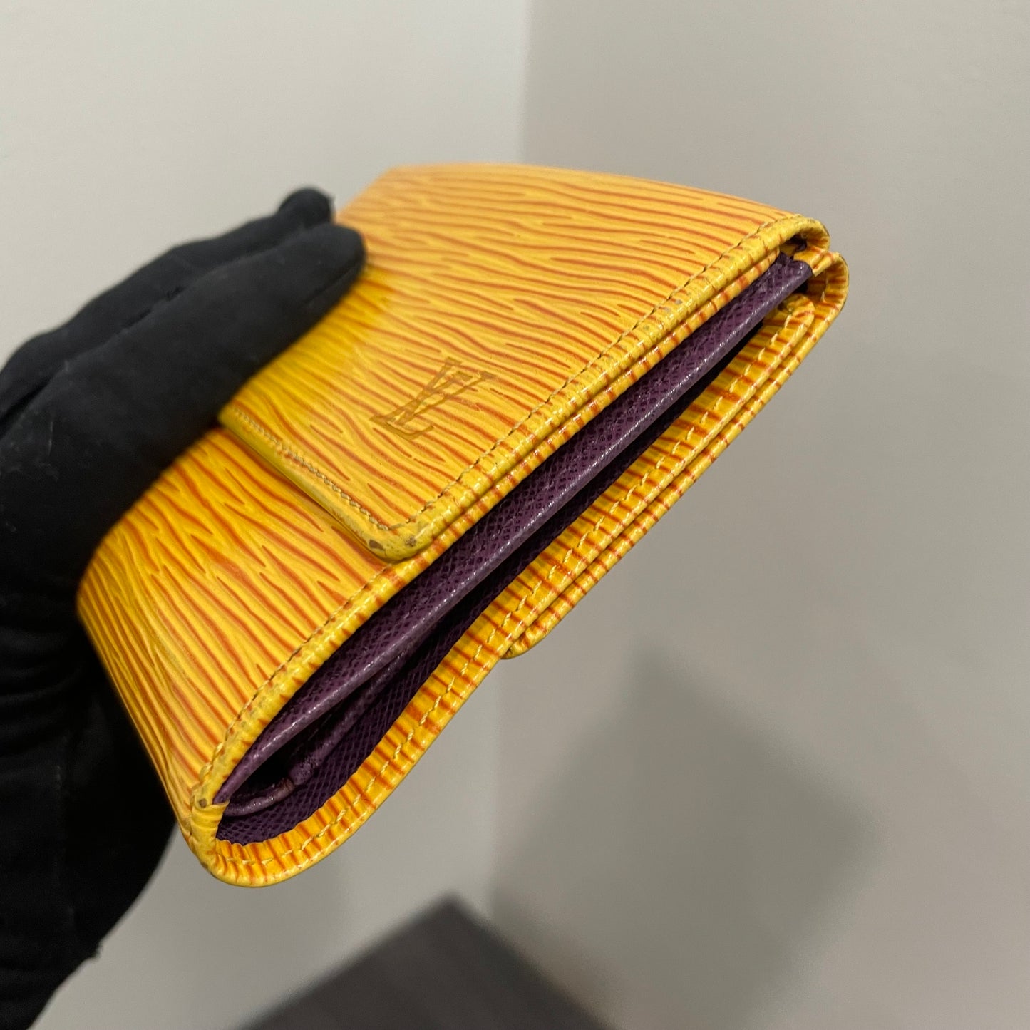 #156 LOUIS VUITTON Yellow Epi Leather Compact Wallet