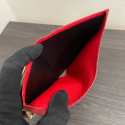 #163 LOUIS VUITTON Red Epi Leather Compact Wallet with Kiss Clasp