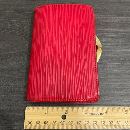 #163 LOUIS VUITTON Red Epi Leather Compact Wallet with Kiss Clasp