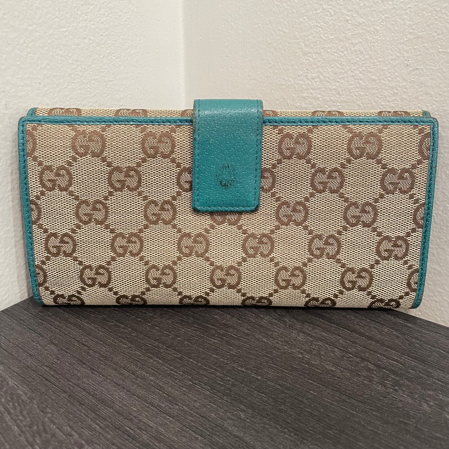 #166 GUCCI Blue GG Canvas Long Wallet