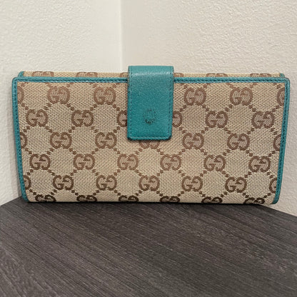 #166 GUCCI Blue GG Canvas Long Wallet