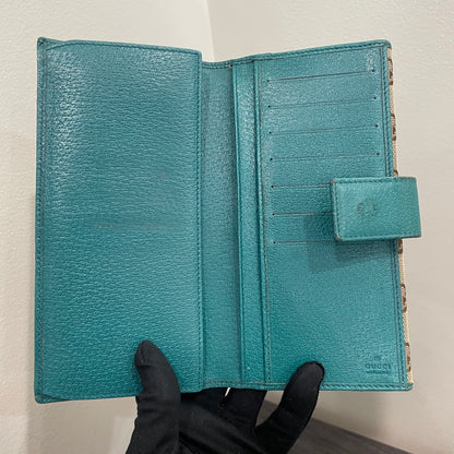 #166 GUCCI Blue GG Canvas Long Wallet