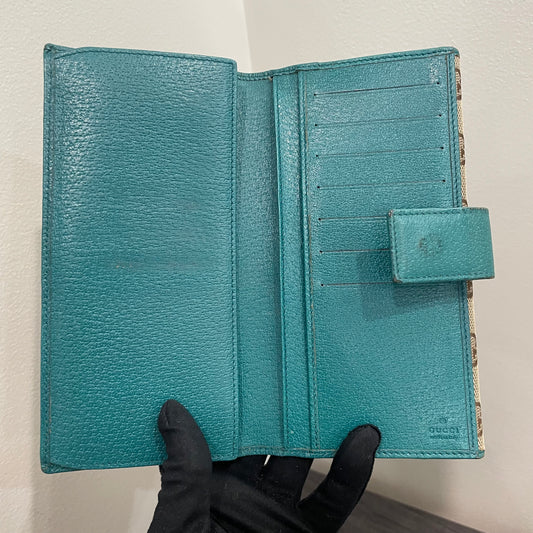 #166 GUCCI Blue GG Canvas Long Wallet
