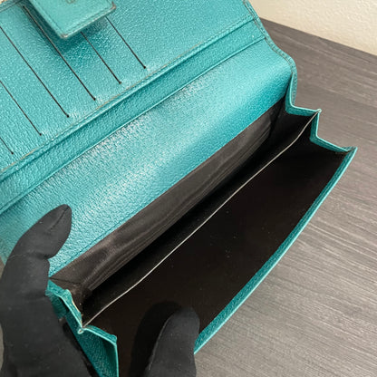 #166 GUCCI Blue GG Canvas Long Wallet