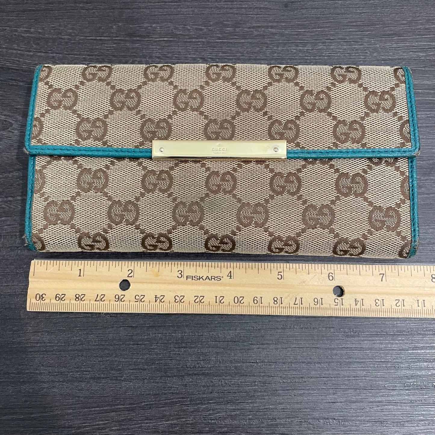 #166 GUCCI Blue GG Canvas Long Wallet