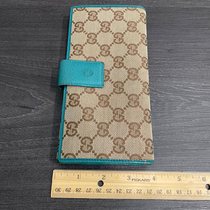 #166 GUCCI Blue GG Canvas Long Wallet