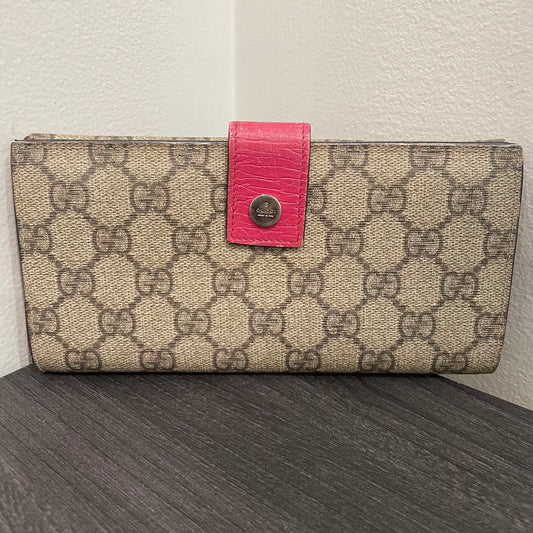 #167 GUCCI Pink GG Canvas Long Wallet