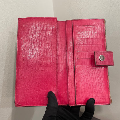 #167 GUCCI Pink GG Canvas Long Wallet