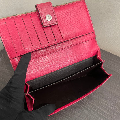 #167 GUCCI Pink GG Canvas Long Wallet