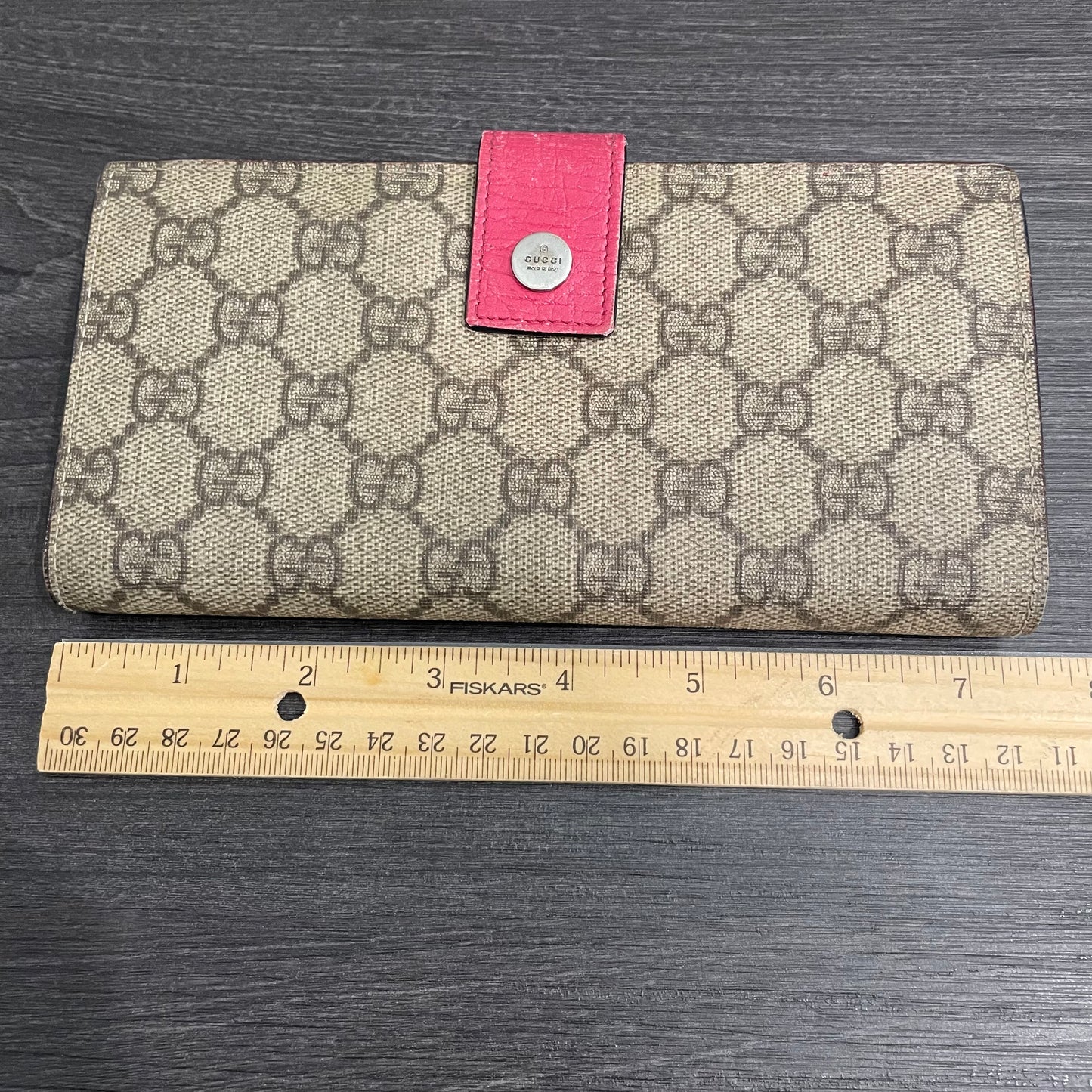 #167 GUCCI Pink GG Canvas Long Wallet